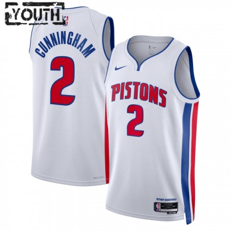 Dres Detroit Pistons Cade Cunningham 2 Nike 2022-23 Association Edition Bijela Swingman - Dječji Dres Detroit Pistons Cade Cunningham 2 Nike 2022-23 Association Edition Bijela Swingman - Dječji